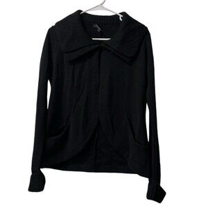 Clorinda‎ Cardigan Sweater Merino Wool Blend Black Small Made in Italy Designer